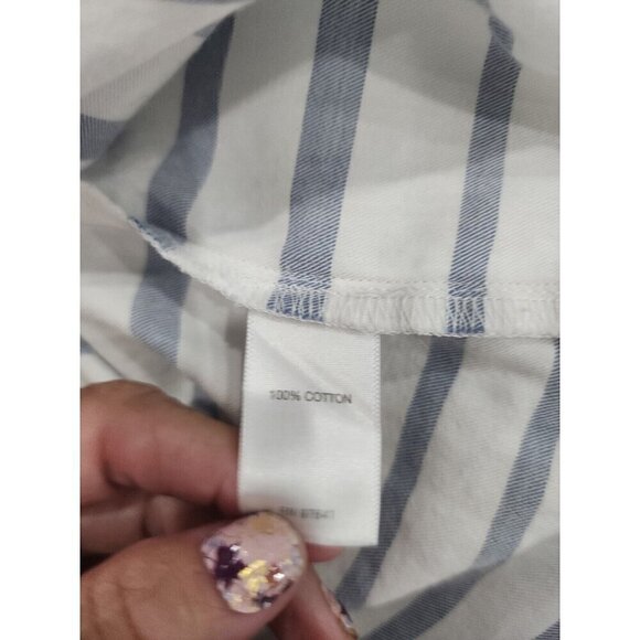 J. Jill Top Tunic Blue & White Striped Long Sleeve Button Cotton Women's Small - Picture 7 of 8